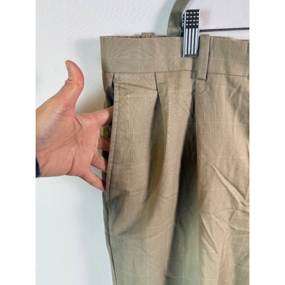 Linea Uomo Mens Dress Pants 100% Wool Window Pane Waist sz 43 Pleated Y2K Career - Picture 6 of 16